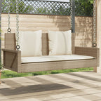 Banco columpio con cojines gris 119x56x48 cm ratán sintético