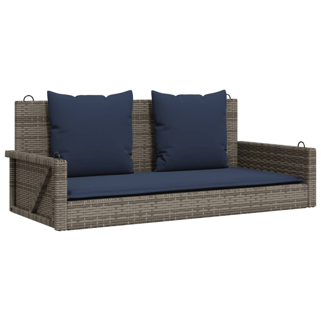 Banco columpio con cojines gris 119x56x48 cm ratán sintético