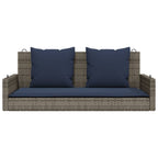 Banco columpio con cojines gris 119x56x48 cm ratán sintético