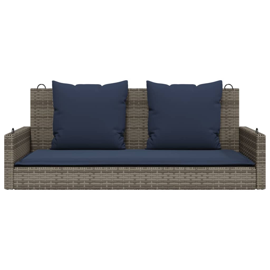 Banco columpio con cojines gris 119x56x48 cm ratán sintético