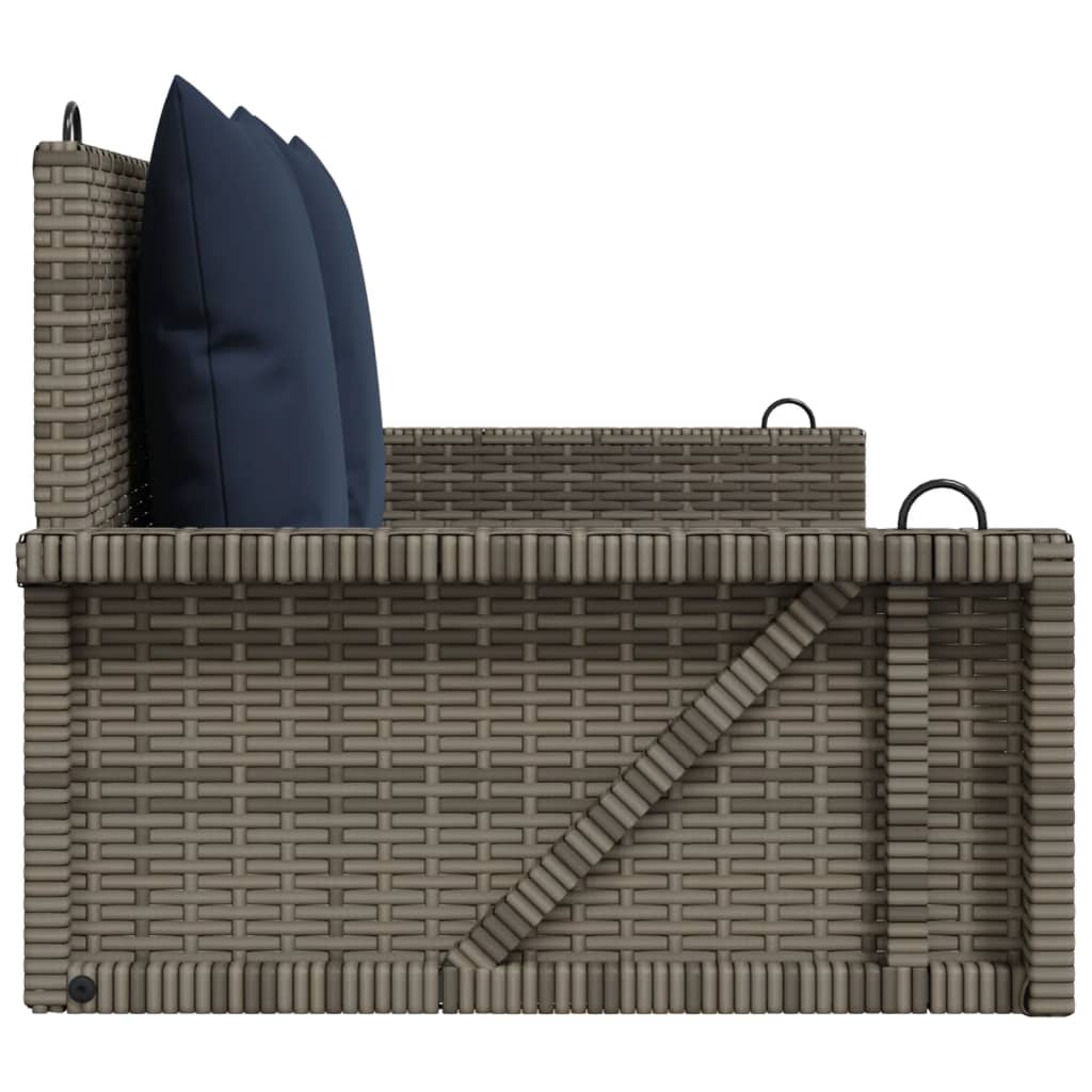 Banco columpio con cojines gris 119x56x48 cm ratán sintético
