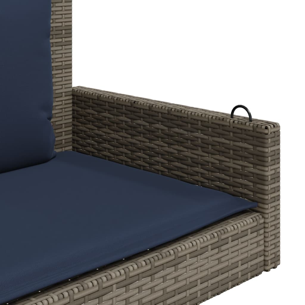 Banco columpio con cojines gris 119x56x48 cm ratán sintético