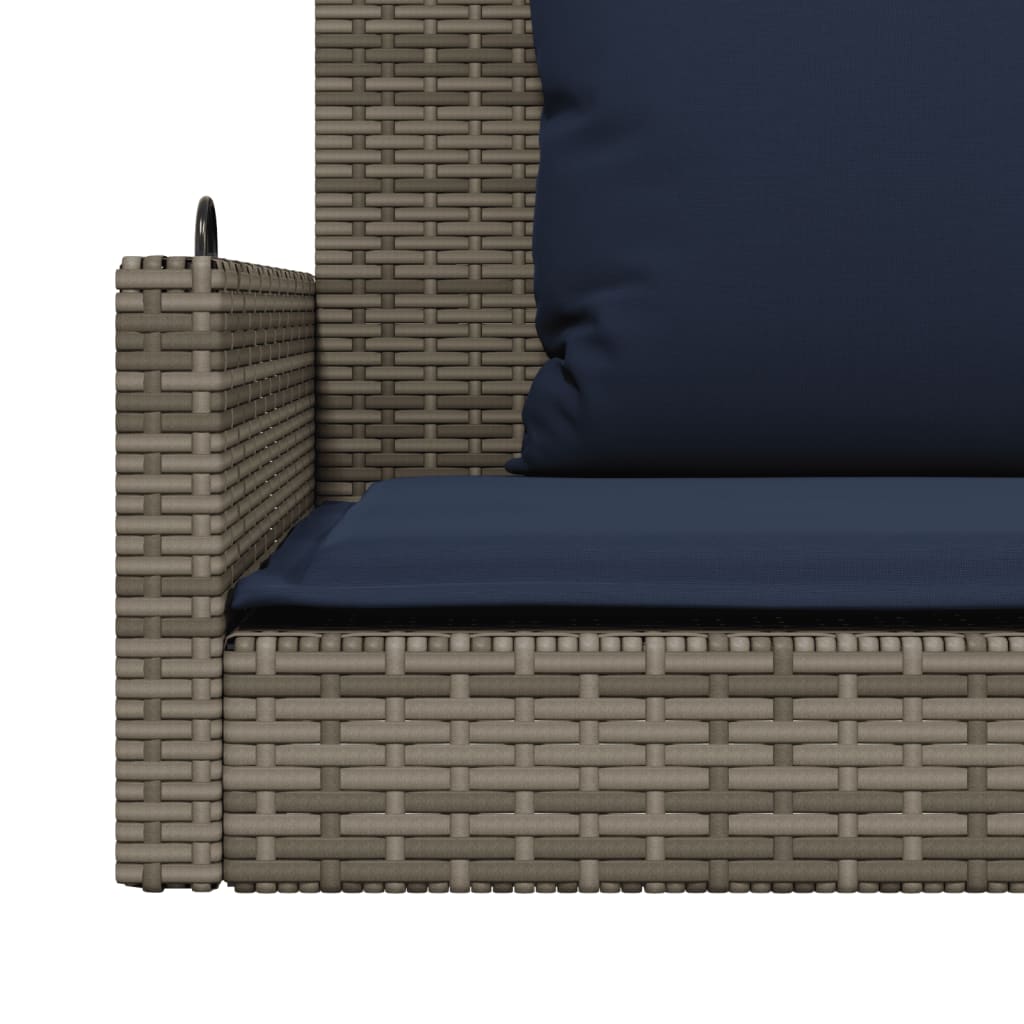 Banco columpio con cojines gris 119x56x48 cm ratán sintético