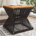 Mesa centro jardín rectangular beige 40x40x37cm ratán sintético