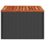 Mesa de jardín negra 55x55x37 cm ratán sintético y madera de acacia