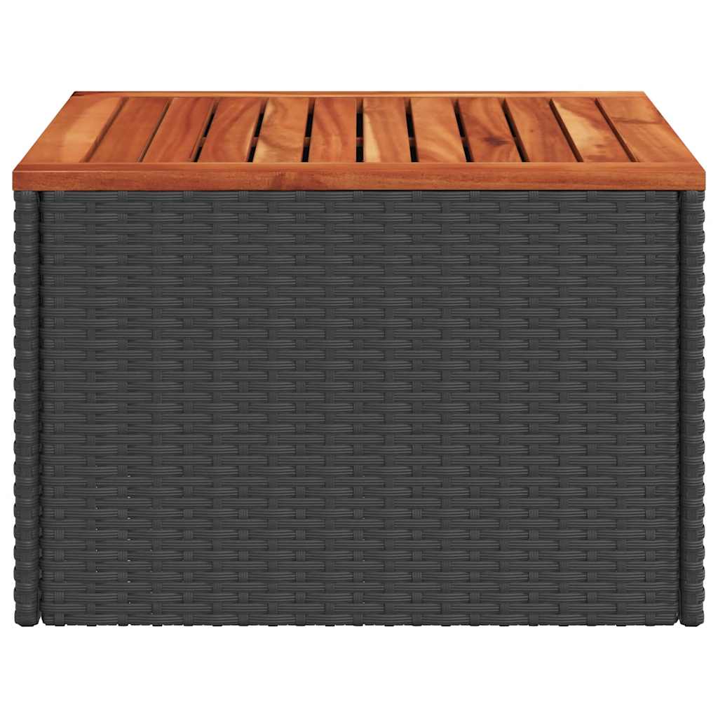 Mesa de jardín negra 55x55x37 cm ratán sintético y madera de acacia