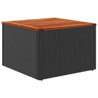 Mesa de jardín negra 55x55x37 cm ratán sintético y madera de acacia