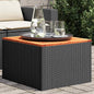 Black garden table 55x55x37 cm poly rattan and acacia wood