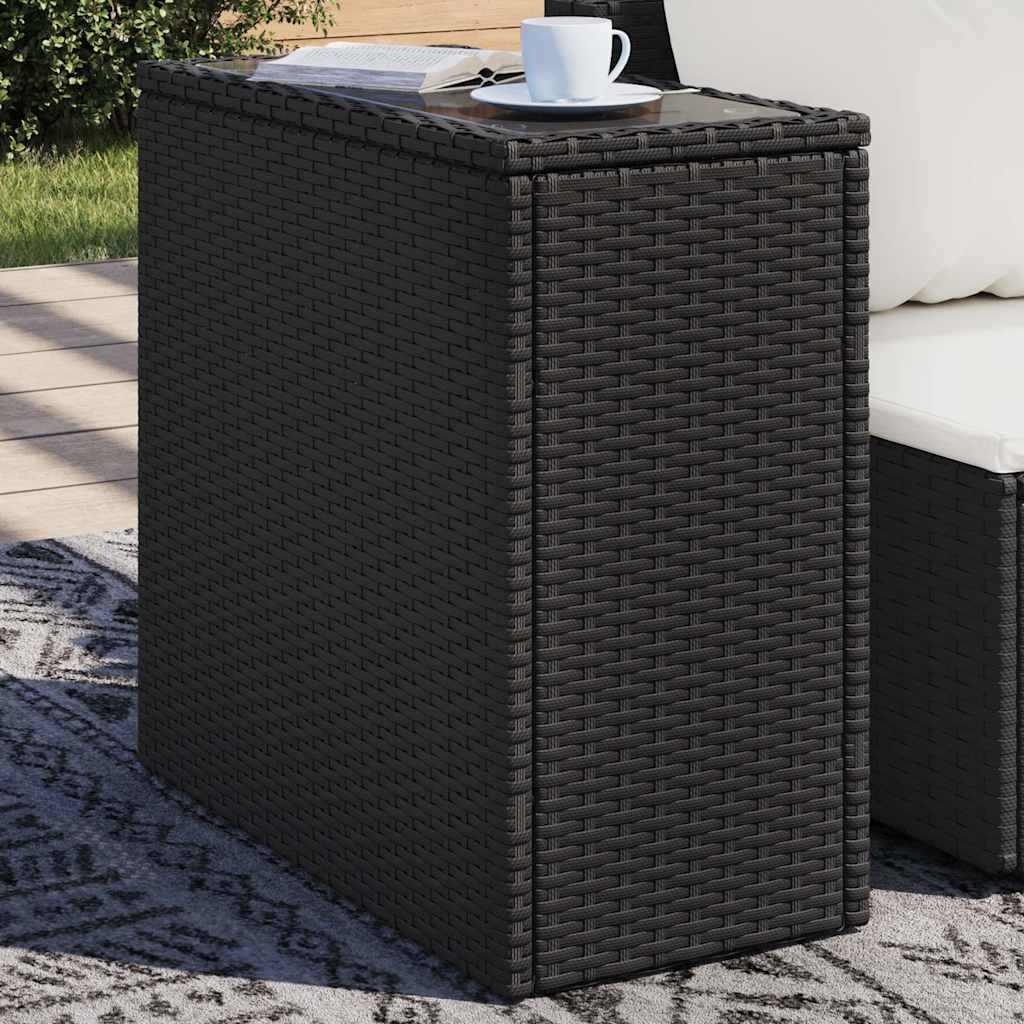 Mesa auxiliar jardín tapa madera ratán PE beige 100x40x75 cm