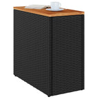 Mesa auxiliar de jardín con tablero de madera, color negro, 58 x 27,5 x 55 cm, ratán sintético