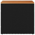Mesa auxiliar de jardín con tablero de madera, color negro, 58 x 27,5 x 55 cm, ratán sintético