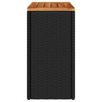 Mesa auxiliar de jardín con tablero de madera, color negro, 58 x 27,5 x 55 cm, ratán sintético