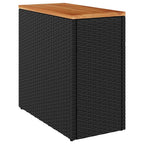Mesa auxiliar de jardín con tablero de madera, color negro, 58 x 27,5 x 55 cm, ratán sintético