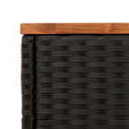 Mesa auxiliar de jardín con tablero de madera, color negro, 58 x 27,5 x 55 cm, ratán sintético