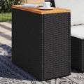 Mesa auxiliar de jardín con tablero de madera, color negro, 58 x 27,5 x 55 cm, ratán sintético