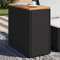 Mesa auxiliar de jardín con tablero de madera, color negro, 58 x 27,5 x 55 cm, ratán sintético