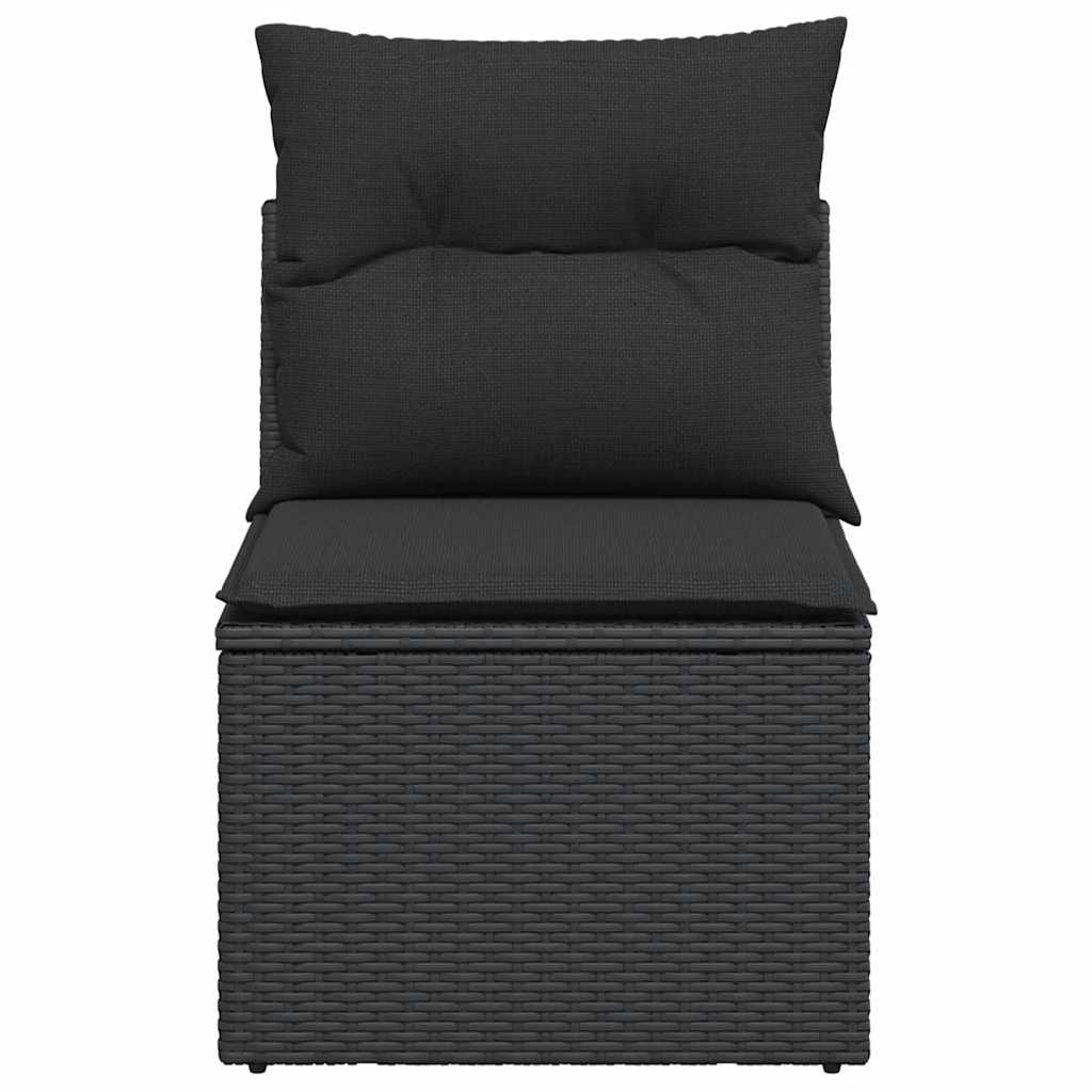 Silla de jardín sin brazos con cojines de ratán sintético negro
