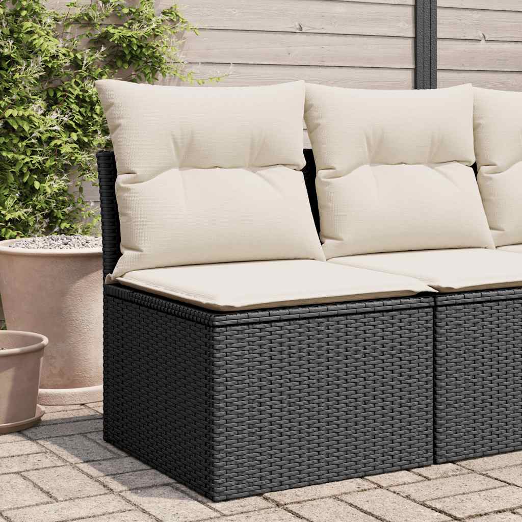 Silla de jardín sin brazos con cojines de ratán sintético marrón