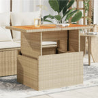 Mesa de jardín ratán PE y madera acacia gris 110x110x71 cm