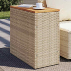 Mesa auxiliar jardín tapa madera ratán PE beige 100x40x75 cm