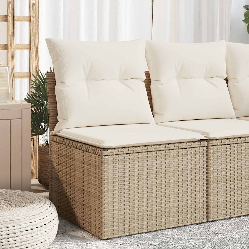 Silla de jardín sin brazos con cojines de ratán sintético marrón