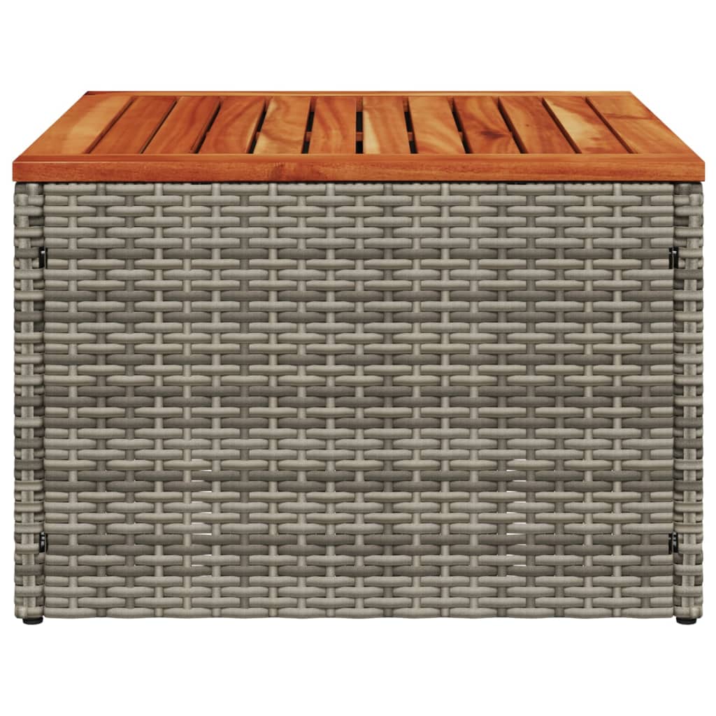 Mesa de jardín de madera de acacia y ratán PE gris 55x55x37 cm