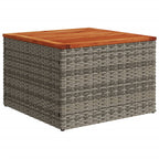 Mesa de jardín de madera de acacia y ratán PE gris 55x55x37 cm