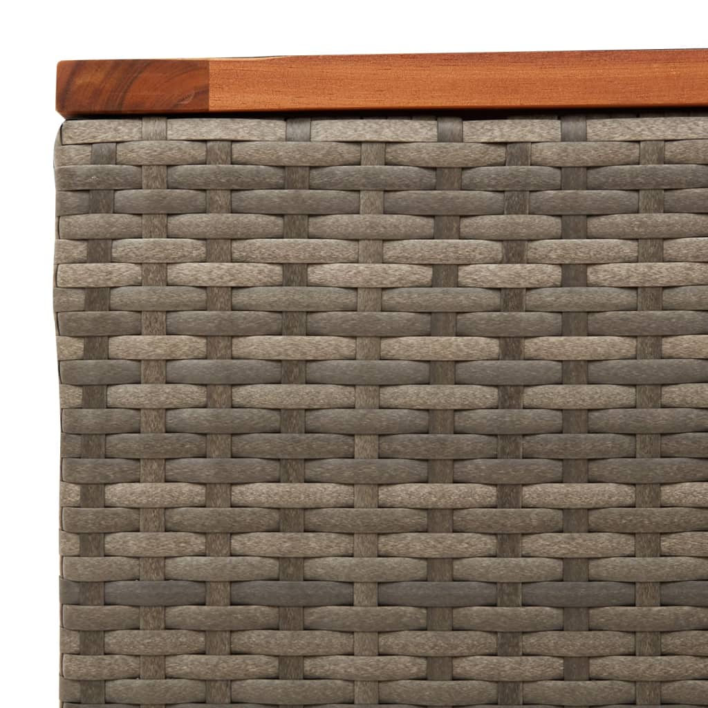 Mesa de jardín de madera de acacia y ratán PE gris 55x55x37 cm