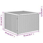 Mesa de jardín de madera de acacia y ratán PE gris 55x55x37 cm