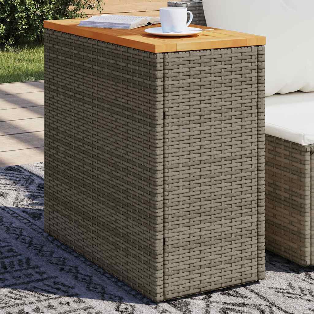 Mesa auxiliar jardín tapa madera ratán PE beige 100x40x75 cm