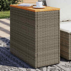 Mesa auxiliar jardín tapa madera ratán PE beige 100x40x75 cm