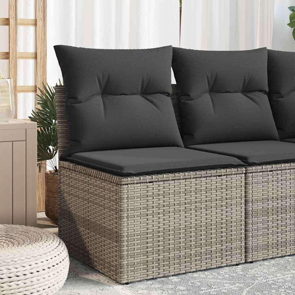 Silla de jardín sin brazos con cojines de ratán sintético marrón