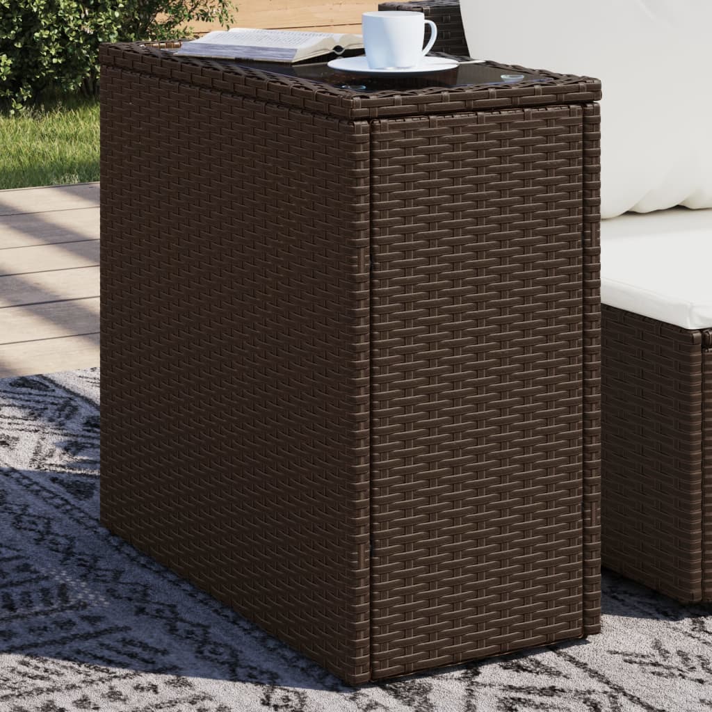 Mesa auxiliar jardín tapa madera ratán PE beige 100x40x75 cm