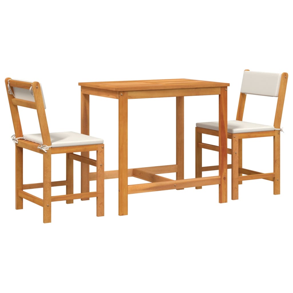 Juego de balcón con cojines 3 piezas madera maciza de acacia