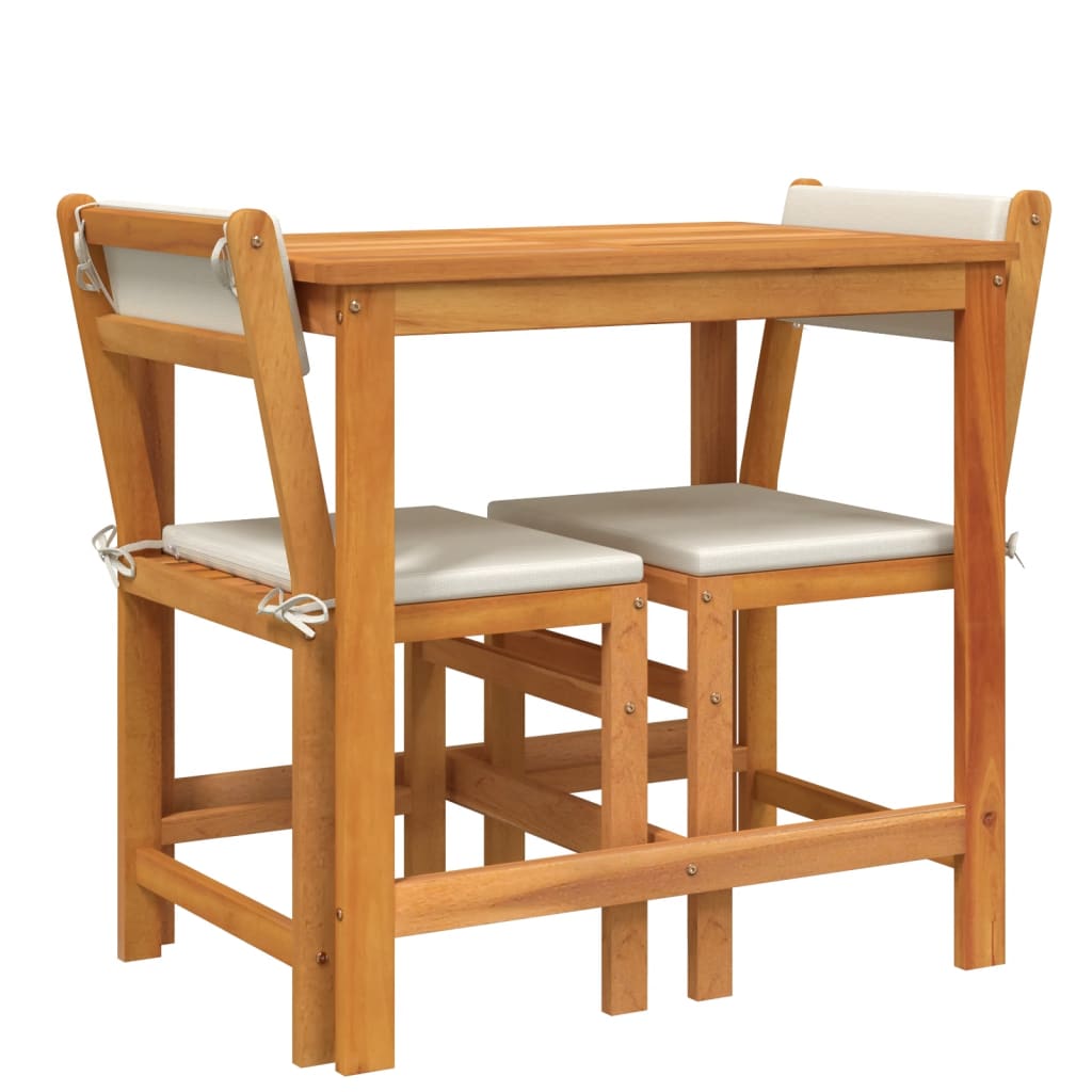 Juego de balcón con cojines 3 piezas madera maciza de acacia