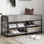 Zapatero con cajón abatible gris Sonoma 82x32x56 cm