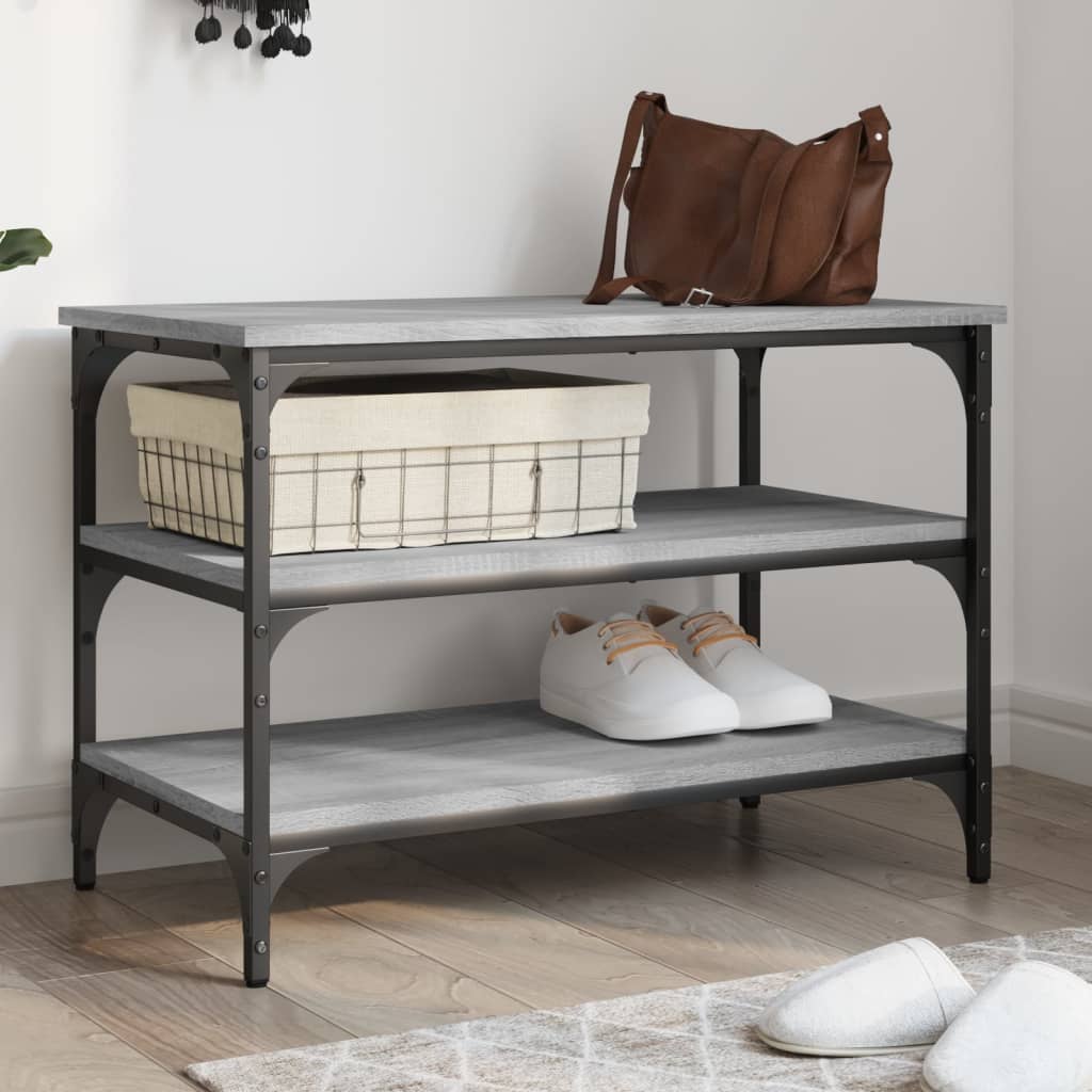 Zapatero con cajón abatible gris Sonoma 82x32x56 cm