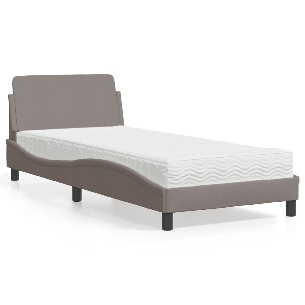 Cama con colchón de tela color crema 180x200 cm