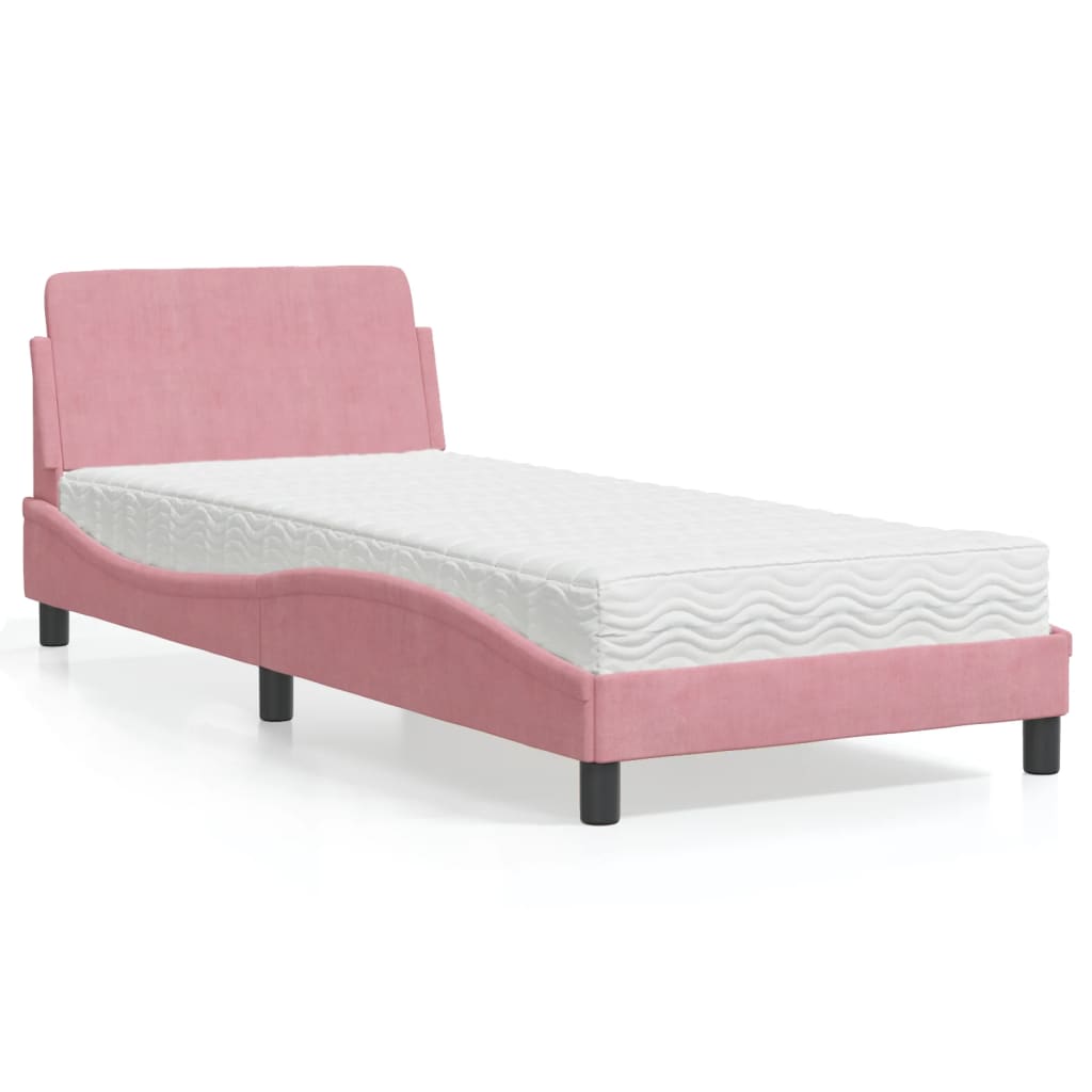 Cama con colchón de tela color crema 180x200 cm