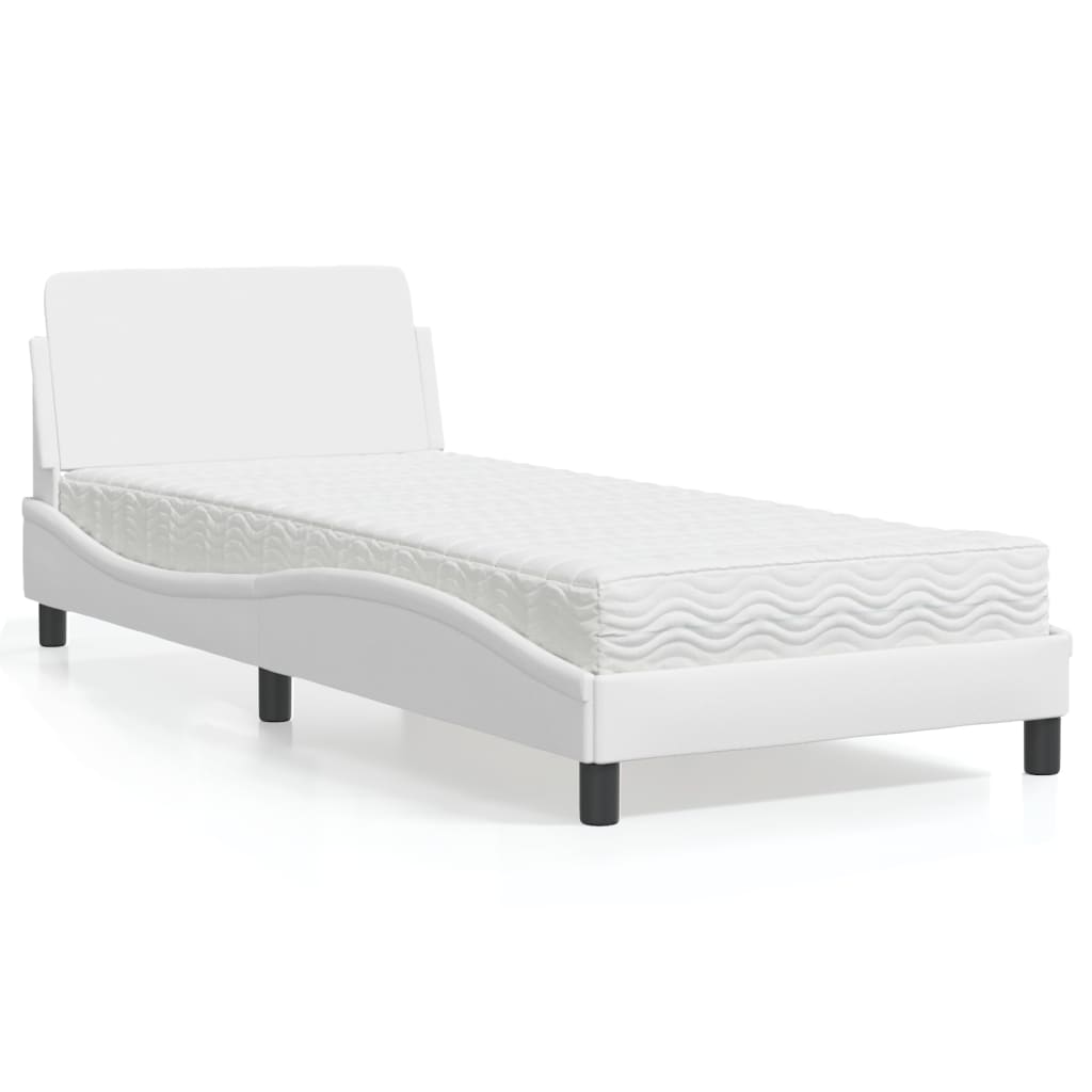 Cama con colchón de tela color crema 180x200 cm