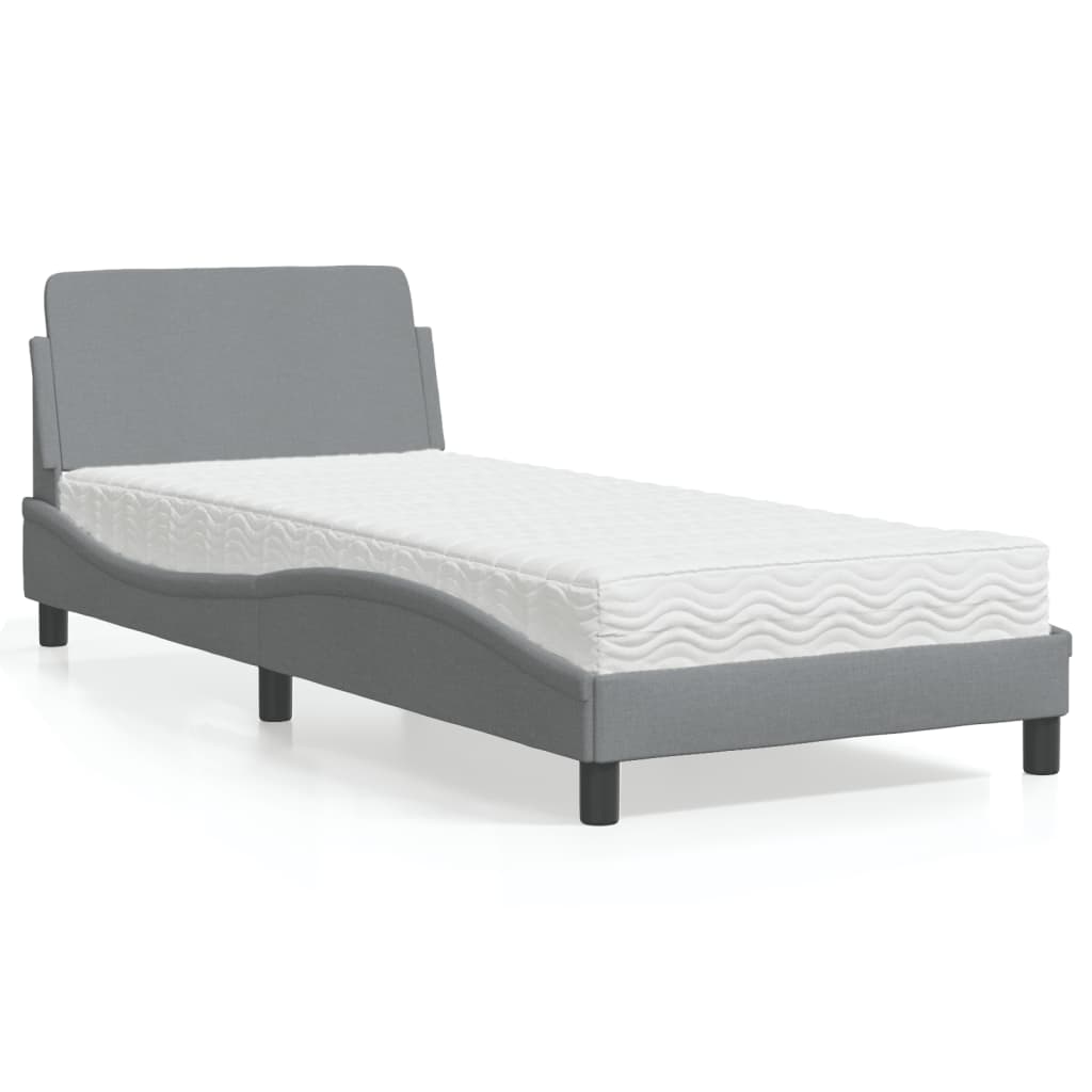 Cama con colchón de tela color crema 180x200 cm