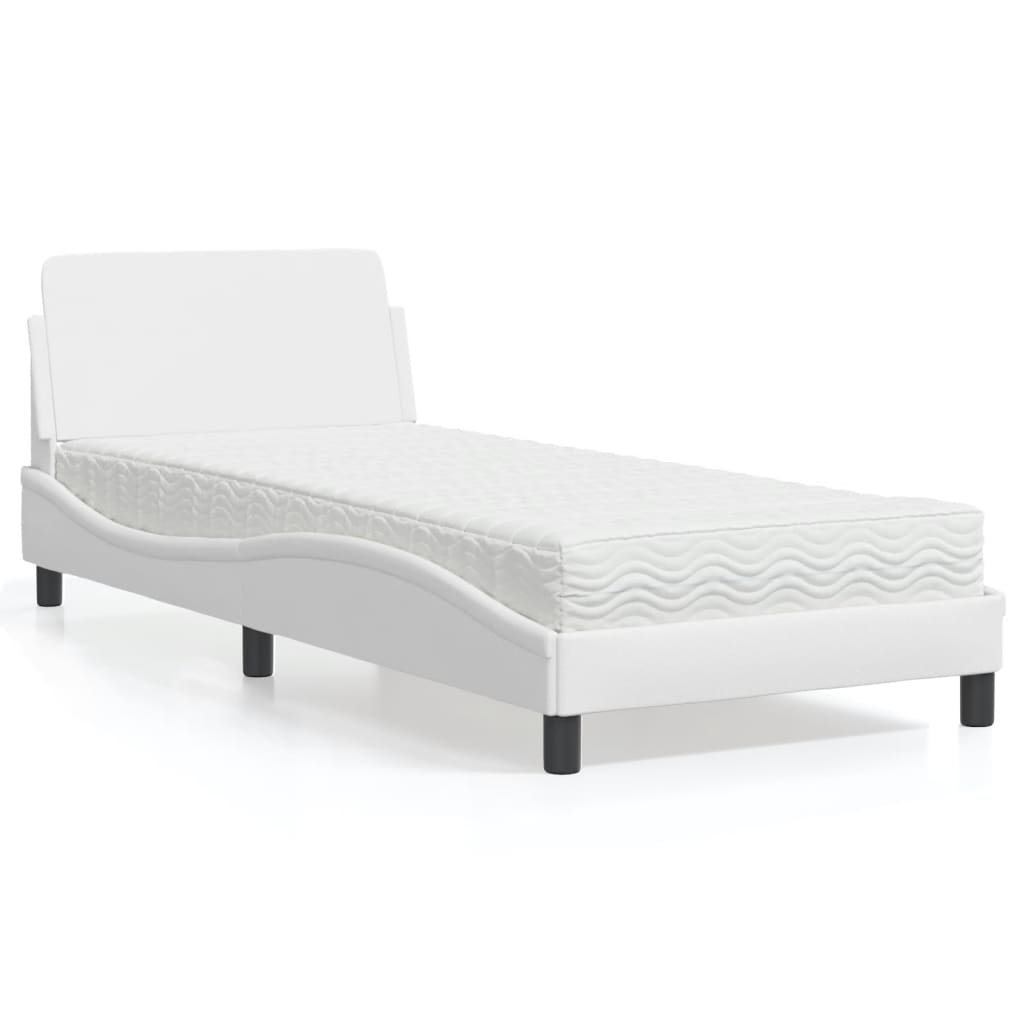 Cama con colchón de tela color crema 180x200 cm
