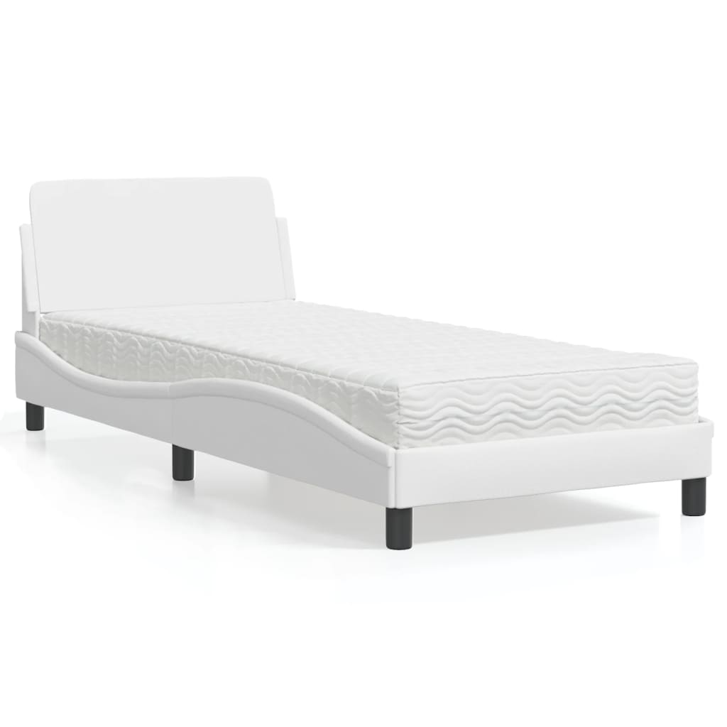 Cama con colchón de tela color crema 180x200 cm