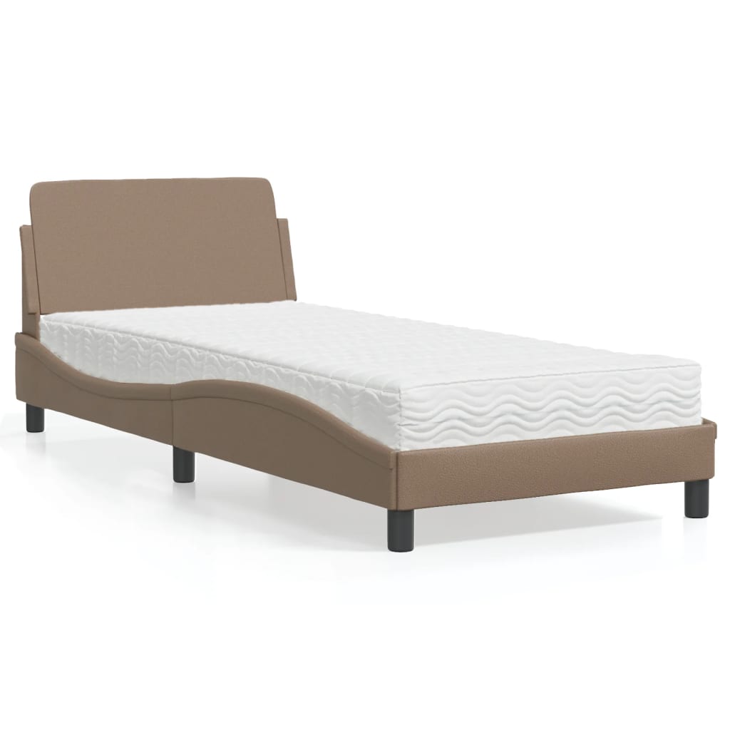 Cama con colchón de tela color crema 180x200 cm