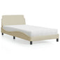 Cama con colchón de tela color crema 180x200 cm