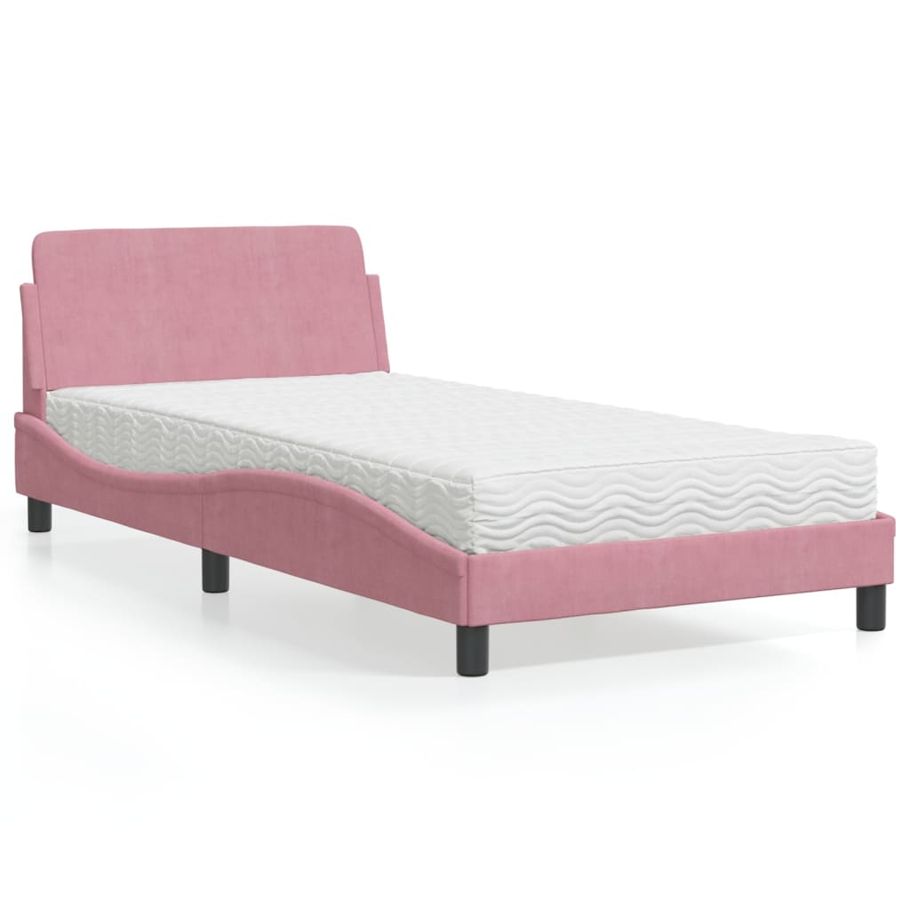 Cama con colchón de tela color crema 180x200 cm