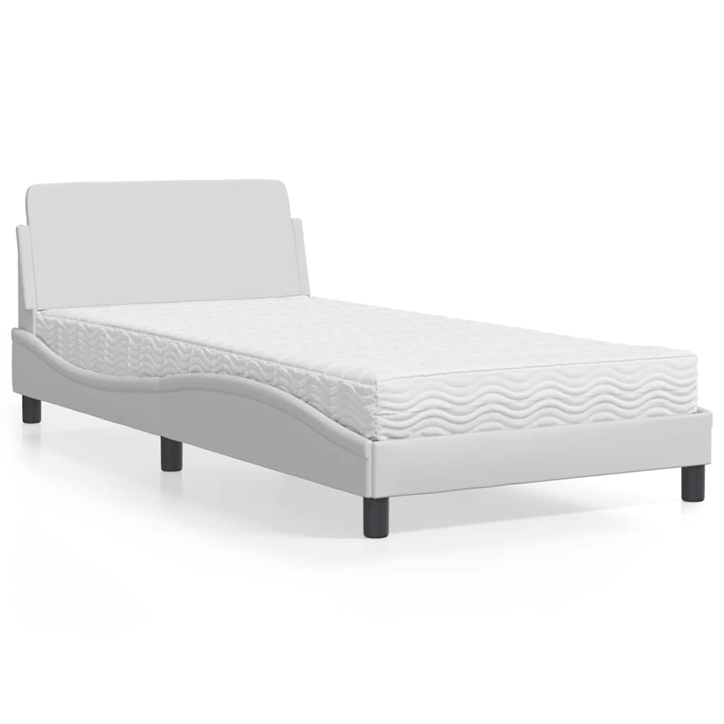 Cama con colchón de tela color crema 180x200 cm