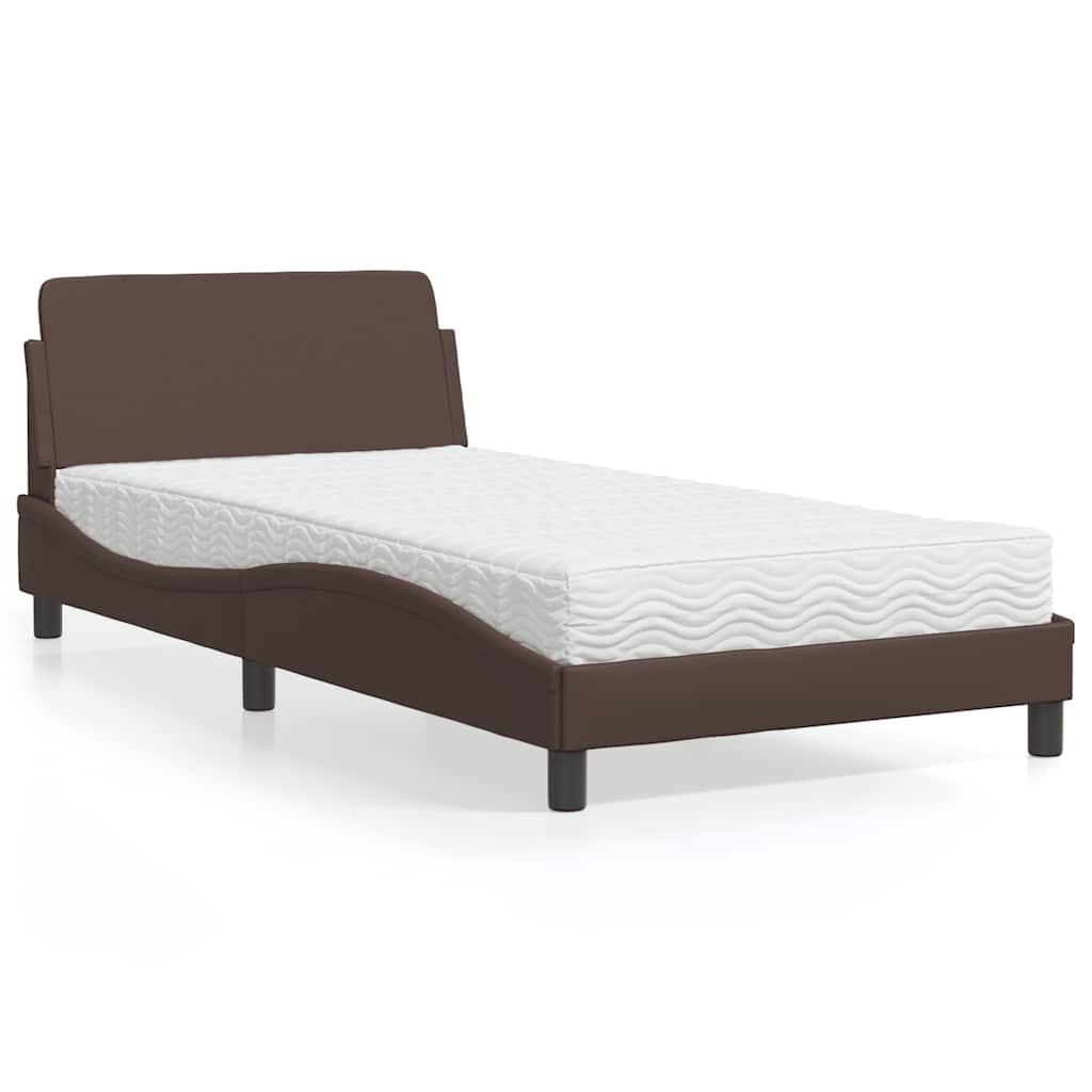 Cama con colchón de tela color crema 180x200 cm