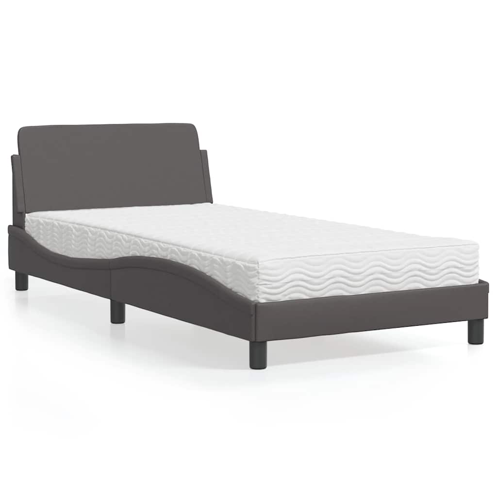 Cama con colchón de tela color crema 180x200 cm