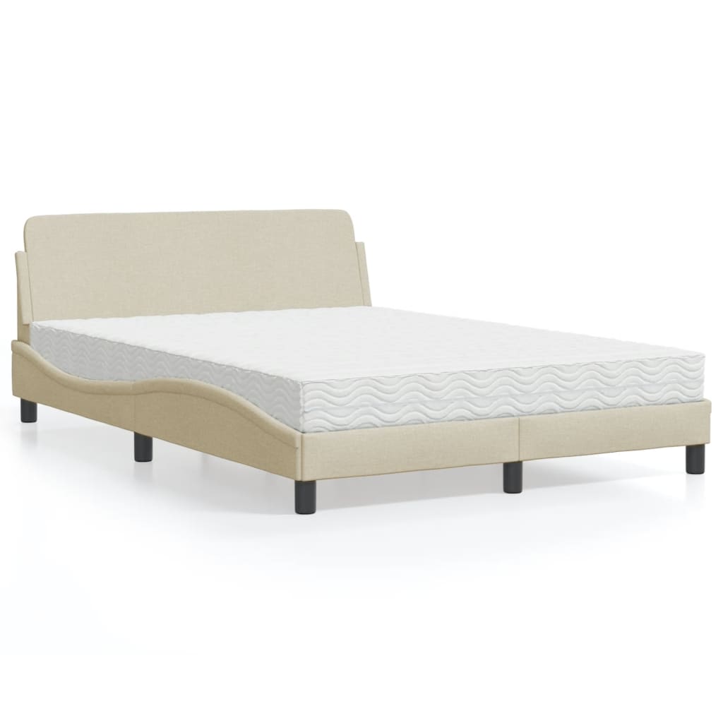Cama con colchón de tela color crema 180x200 cm
